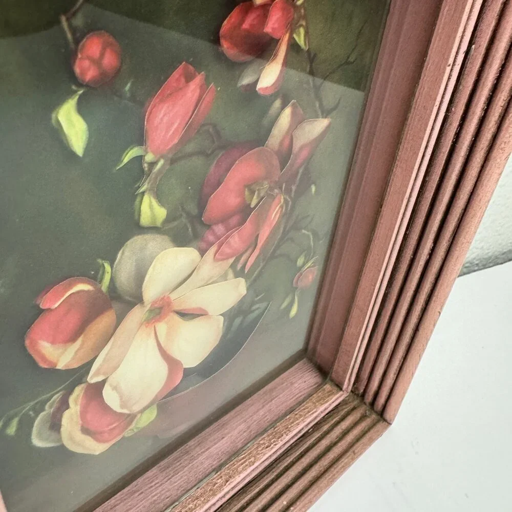 Antique Vintage 1972s  Wall Decor Wooden Frame - Display 3D  